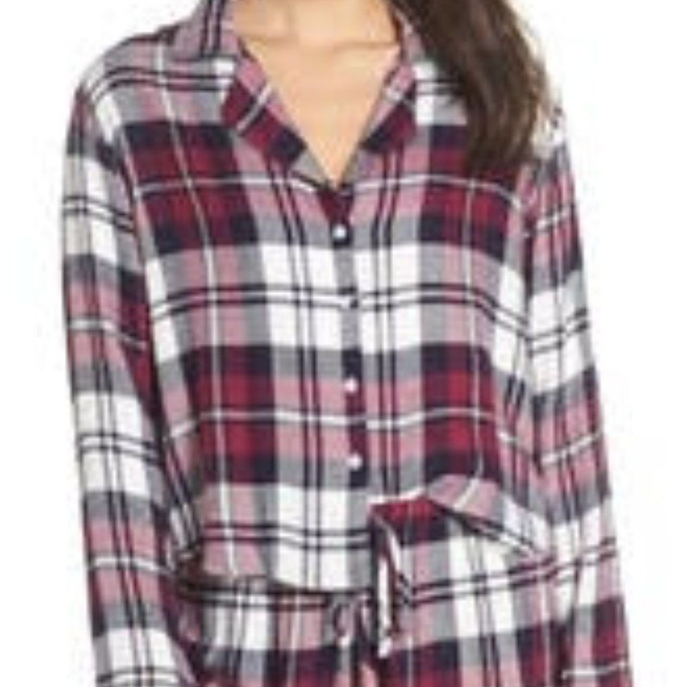 RAILS Plaid Short Pajamas in Mulberry Navy & White - Size Small